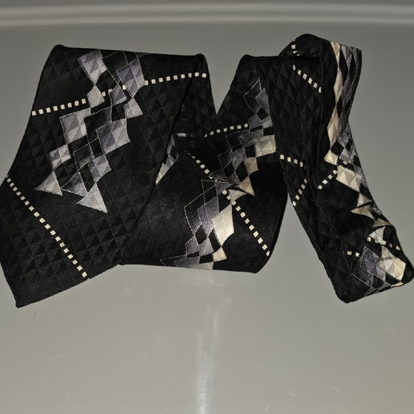 (J28) Alberto Zerra Black and Gray Men's Tie - Picture 1 of 4